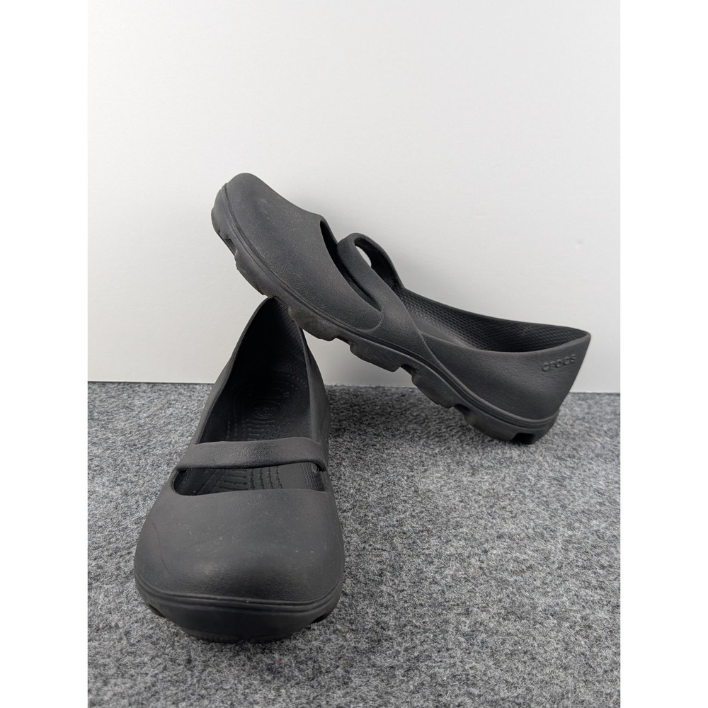 Crocs Duet Sport Mary Jane Flats Women's Shoes Size 7 Black Ballet Slip-ons